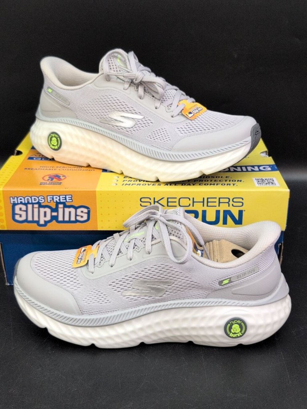 Skechers Max Cushioning Hyper Craze 2.0 Slip Ins Sneaker Women US 11 Light Gray
